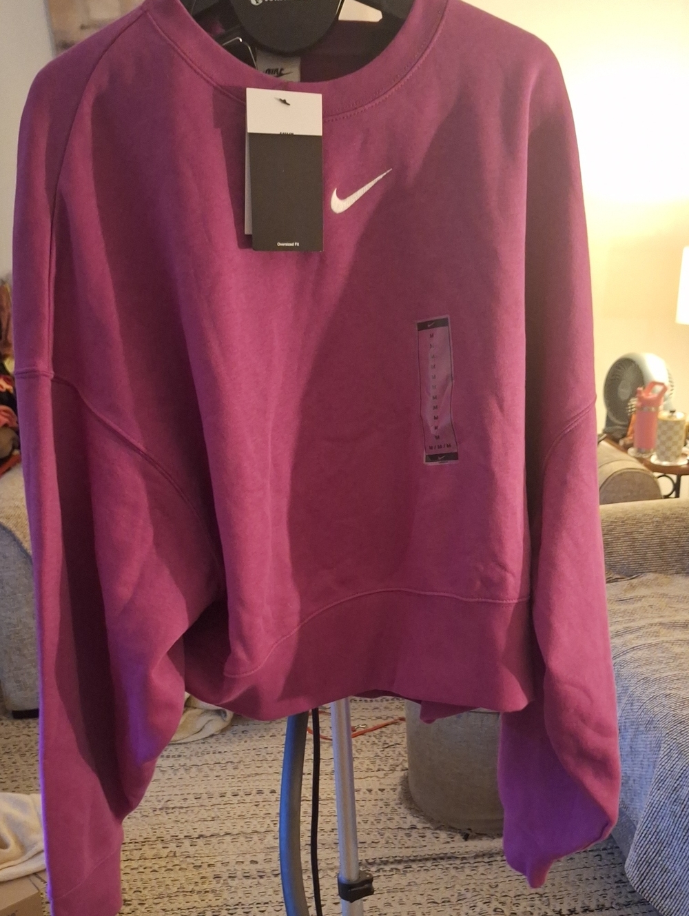 NWT Nike Women's Magenta Crewneck Sweatshirt with Swoosh